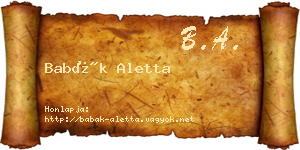 Babák Aletta névjegykártya